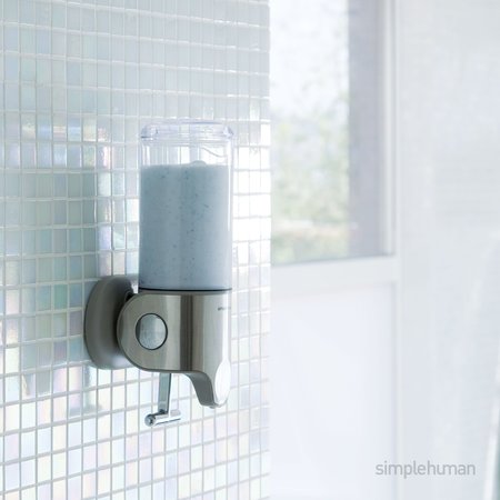 Simplehuman Single Wall Mount Shower Pump, 15 fl. oz. Shampoo and Soap Dispenser, Stainless Steel BT1034